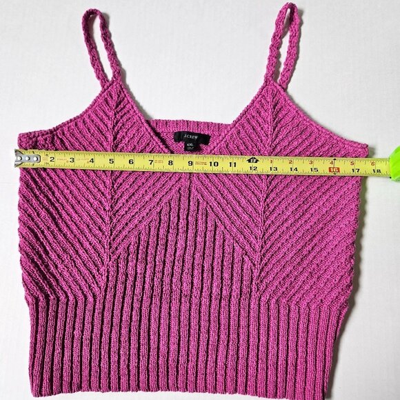 J Crew Top Womens XXL Magenta Pink Cropped V Neck Sweater Tank Preppy Beachy - Picture 6 of 7